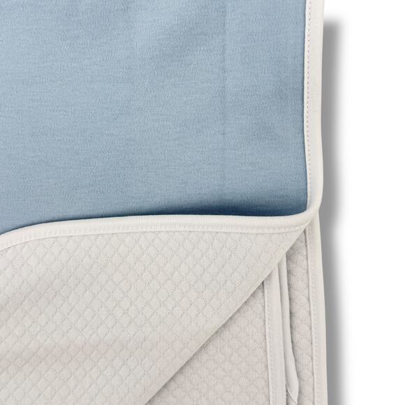 Edgehill Collection Solid Blue White Reversible Baby Boy Throw Blanket 29" X 29" - Picture 2 of 4